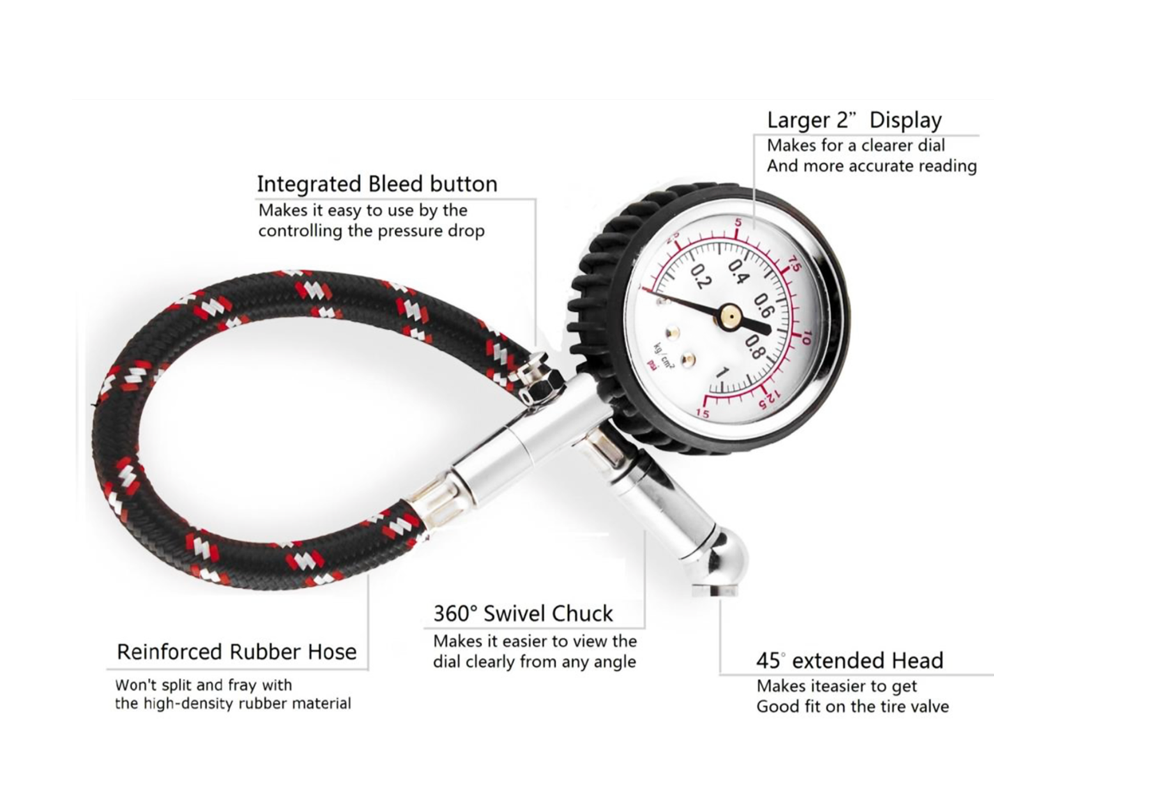 Low Pressure Tyre Gauge 0-15psi