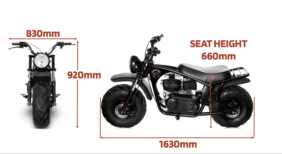 FatCat FC-212 dimensions: 1630mm long, 830mm wide, 920mm high, 660mm seat height