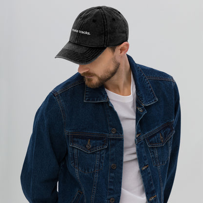 Man wearing the Make Tracks vintage cap